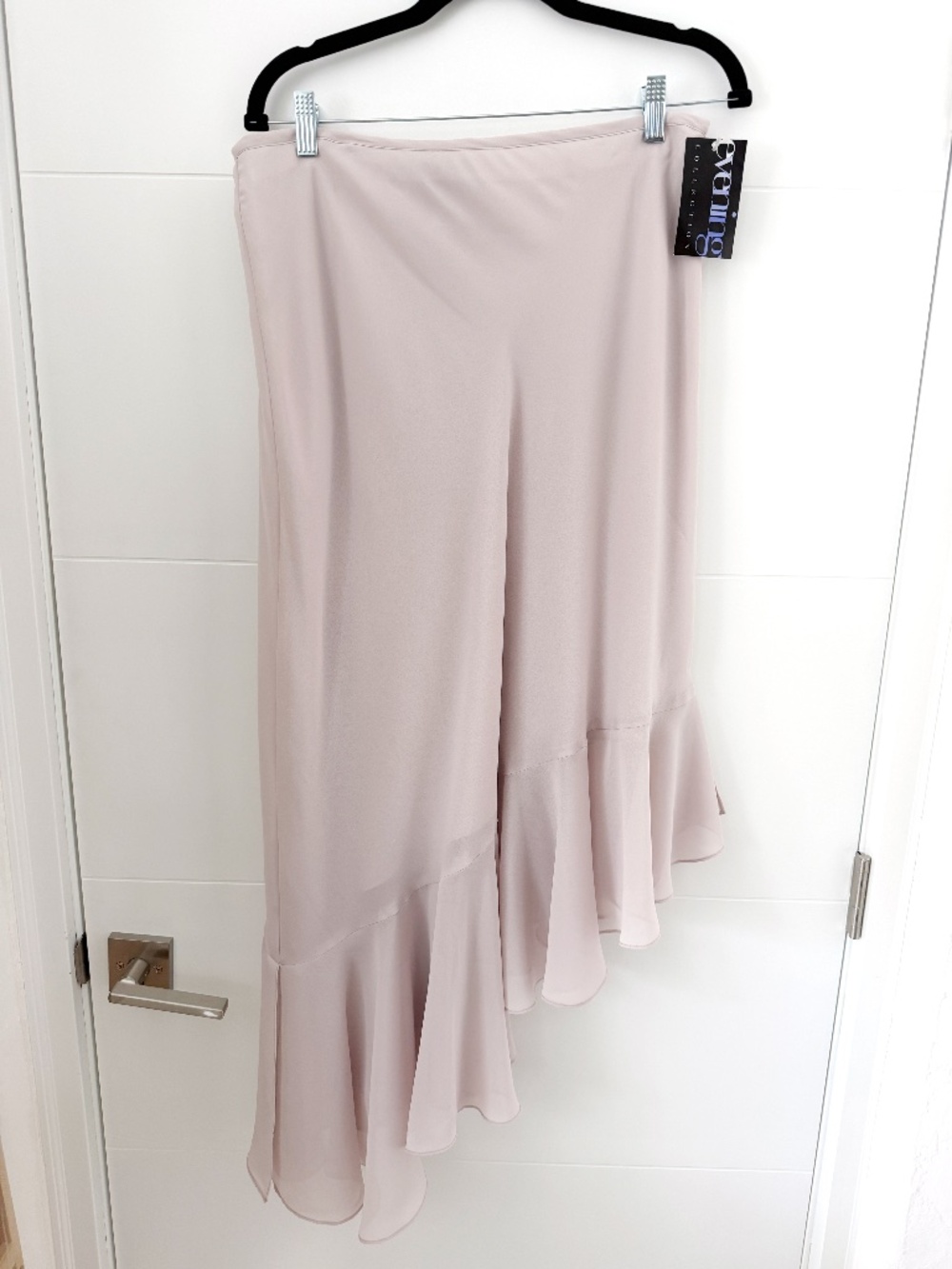 NWT Veronique Young Blush Pink Asymmetrical Ruffle Evening Midi Skirt 14 $198